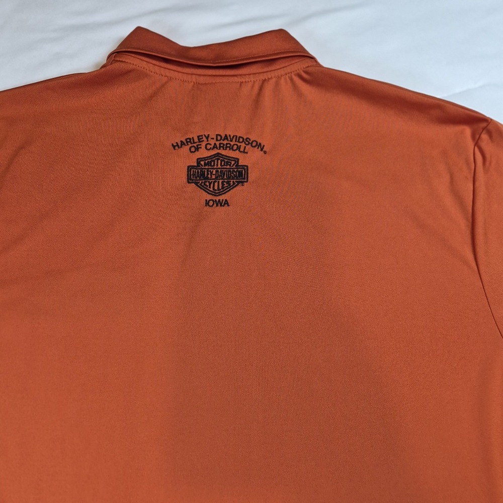 Harley-Davidson of Carroll Iowa Men's Polo sz L Orange Biker Casual